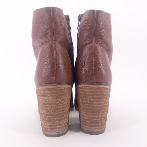 Dr Scholl’s Heeled Leather Booties Cognac Brown - Picture 2 of 7